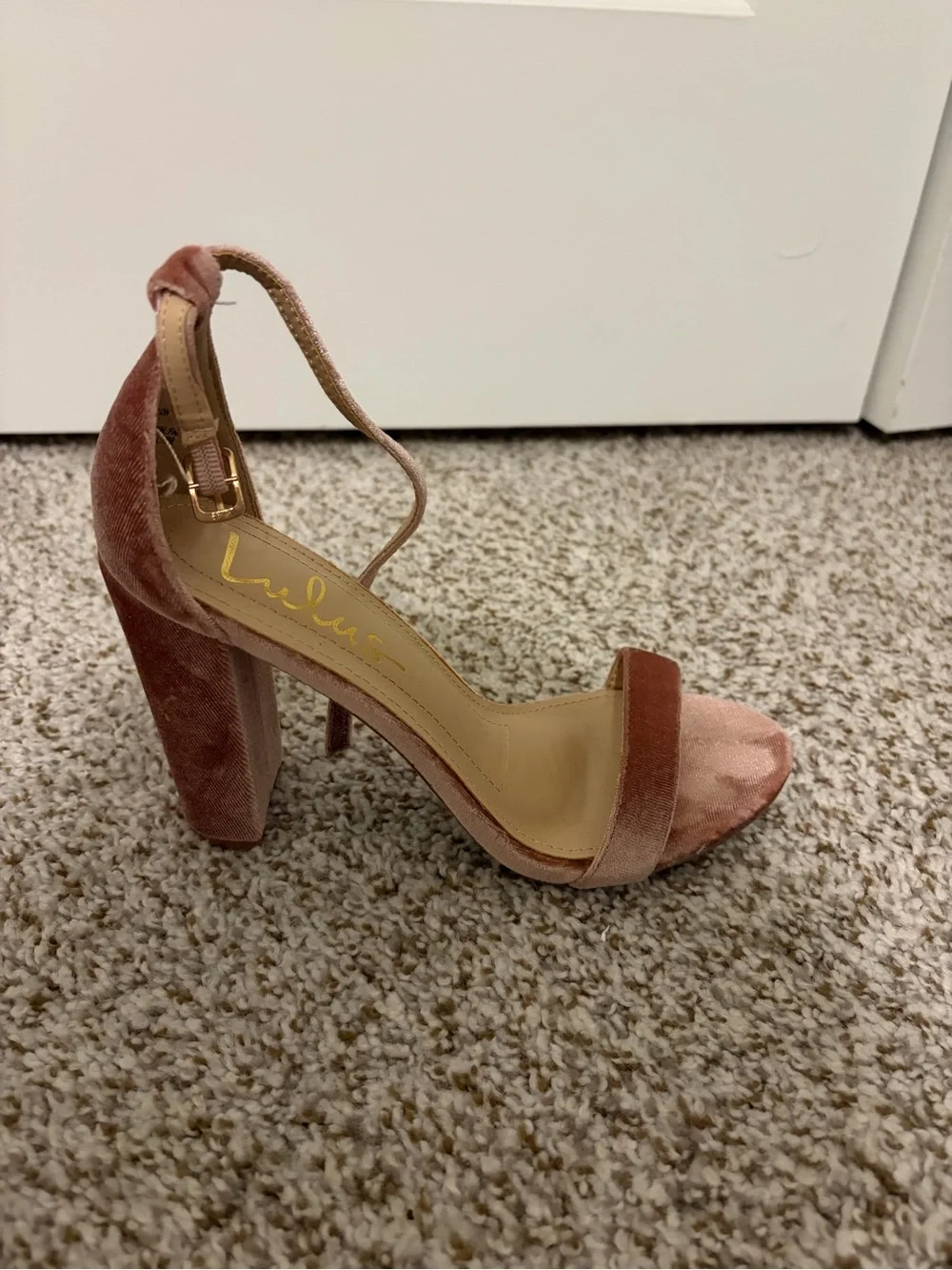 Lulu’s Mauve Velvet Ankle-Strap Heels